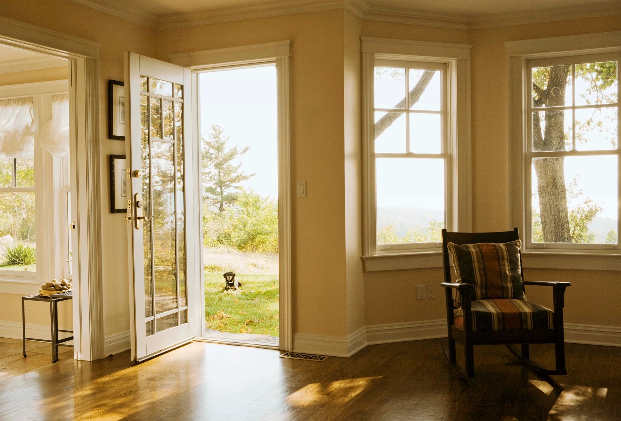 Sunlit room windows