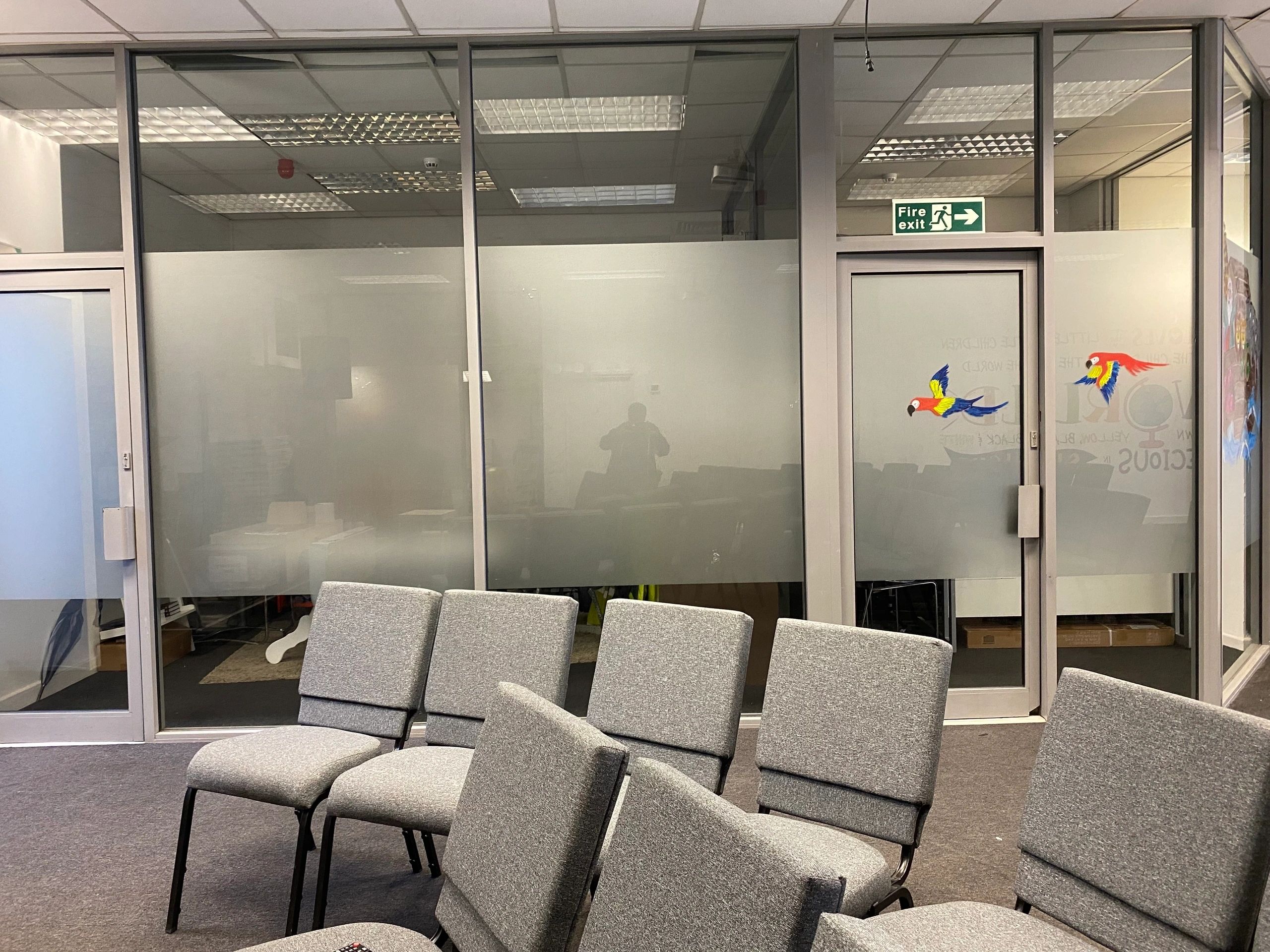 Office glass partitions with decals