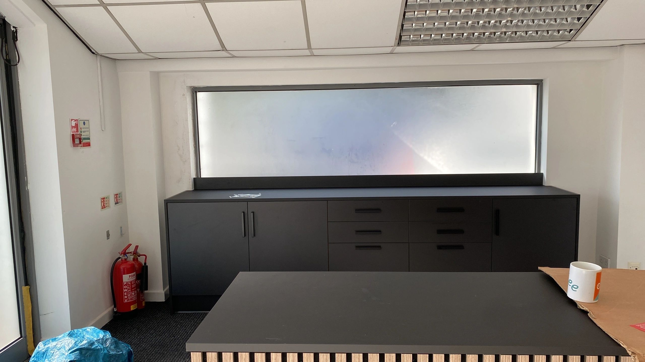 Office conference room with tinted window
