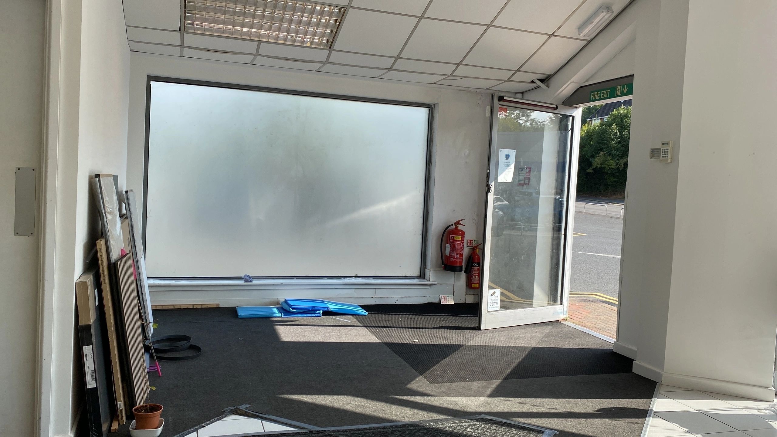 Retail storefront frosted glass
